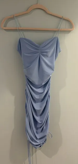 Windsor Sky Blue Ruched Mini Slip Dress thumbnail 1