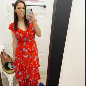 WAYF Chelsea tiered red ruffle maxi dress thumbnail 6