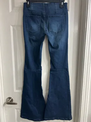 Free People Dark Blue Flare Jeans thumbnail 4