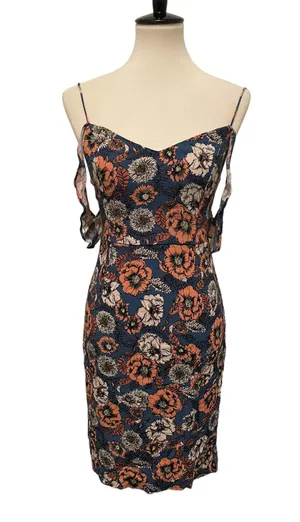 Blue And Orange Floral Midi Dress thumbnail 1