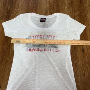 Harley-Davidson White Slub Graphic Tee Rhinestone Live to Ride Florida‎ Womens L thumbnail 7