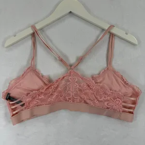 Aerie Pink Lace Bralette Crossover Straps Unlined Soft Cup‎ Bra XL thumbnail 3