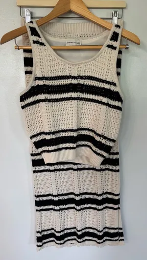 Freshman 1966 2 piece black/white crochet skirt set thumbnail 1