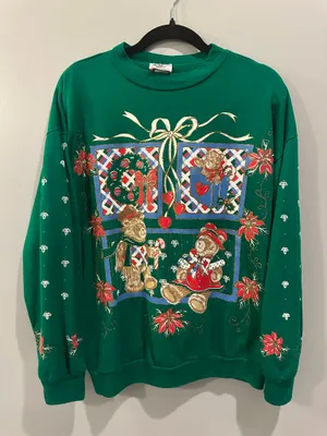 Nutcracker Vintage Teddy Bear Tacky Holiday Christmas Sweater thumbnail 1