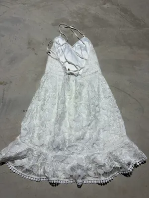 Saints + secrets White Lace Spaghetti-Strap Mini Dress medium bridal thumbnail 3