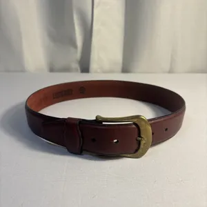 Vintage Lands End Brown Leather Belt Woman Size 28‎ Solid Brass Buckle USA thumbnail 5