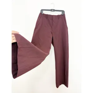 Zara Burgundy Wide Leg Trousers Size Medium High Rise Minimalist Chic 4043/043 thumbnail 11