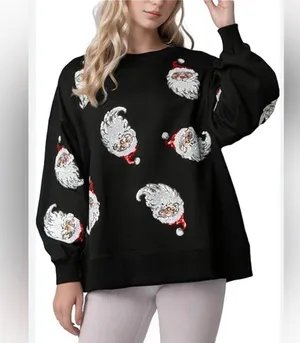 Black Santa Claus Sequined long sleeve top thumbnail 1