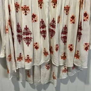 Free People Ariana White and Red embroidered tunic top size X Small thumbnail 11