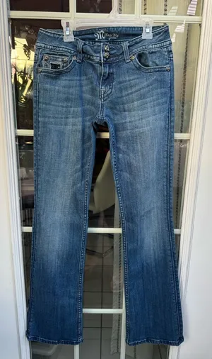 Y💐Miss Me Blue Embellished Wide Leg Jeans thumbnail 1