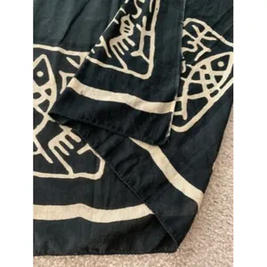 Fabric Souvenir Rectangle Beach Boho Hippy Fish Black Tan Symbols 3.5ft … thumbnail 6
