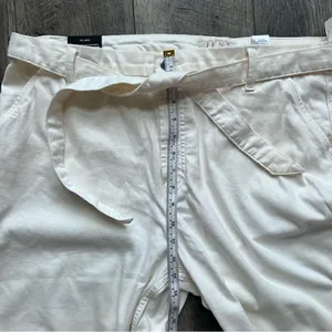 Jen7 by 7 For All Mankind Belted Wide Leg Trouser Pants Size 18 Off White NWT thumbnail 8