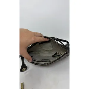 Dooney & Bourke Coated Canvas Logo Mini Slim Black Leather Trim Shoulder Bag Y2K thumbnail 6