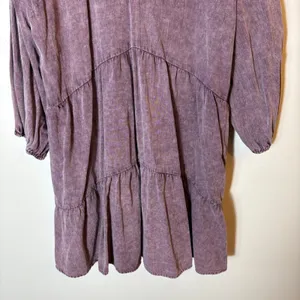 Talulah Purple Tiered Dress Long Sleeve V Neck Casual Cotton Size Medium‎ thumbnail 3