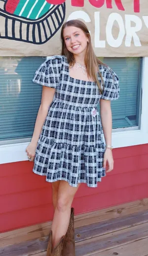 English Factory Tweed Mini Dress Gingham thumbnail 1