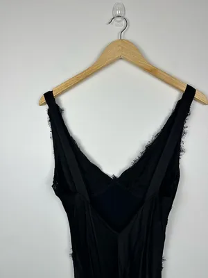 Sndys Gina Black Lace Trim Satin Maxi Dress Women’s‎ Sz L thumbnail 8