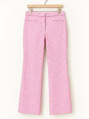Zara Pink/White White Gingham Tweed-Like High Rise Skinny Bootcut Dress Pants M thumbnail 2
