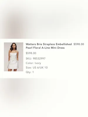 Watters Brie Strapless Embellished Pearl Floral A-Line Mini Dress thumbnail 4