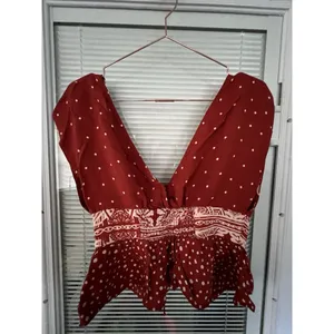 Free People Babylon River Polka Dot Tank Size Small‎ Rust Red Sleeveless thumbnail 7