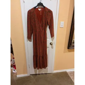 See U Soon Brown Wrap Long Midi Long Sleeve Dress Size Small thumbnail 3