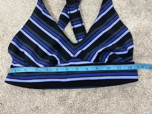 New Free People FP Movement Medium Blue Tonal Stripe Gidget Sports Bra NWT thumbnail 4