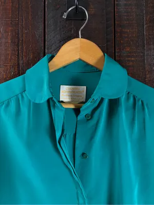 Vintage Pendleton Emerald Green Long-Sleeve Button-Front Blouse thumbnail 3
