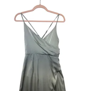 The Clothing Company Sage Green Satin Maxi Dress High Slit Formal Small NWT thumbnail 4