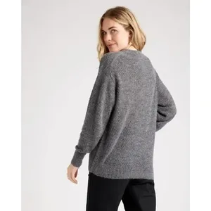 Quince Baby Alpaca-Wool‎ Diamond Stitch Crew Sweater in Charcoal Gray Size XS thumbnail 2