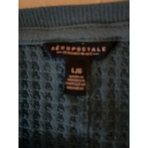 Aeropostale Waffle Knit Thermal Long Sleeve Tee L Turquoise Cabincore Classic thumbnail 11