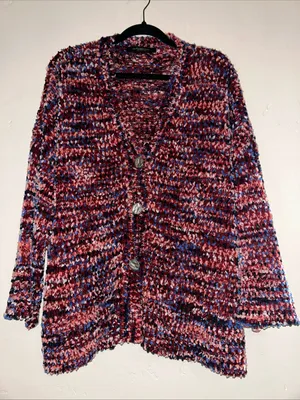 Marc New York Cozy Chunky Knit Cardigan in Mixed Berry Tones XL /XXL thumbnail 2