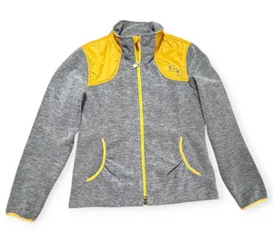 Harley-Davidson Womens Gray Fleece Yellow Quilted Shoulder Zip Jacket Medium thumbnail 1
