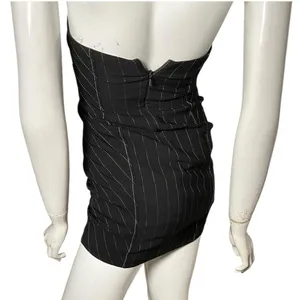Zara black pin stripe strapless mini‎ dress XS Wednesday Addams inspired thumbnail 2