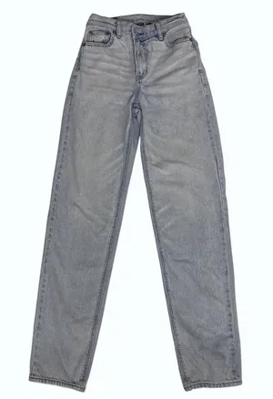 American Eagle Highest Rise Baggy Straight‎ Jeans Light Wash Blue Womens 000 Reg thumbnail 1