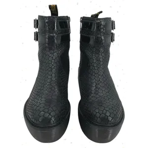 Dr. Martens Caitlin Black Reptile Snakeskin Wedge Buckles Ankle Boots Size 6 thumbnail 6