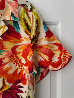 Farm Rio Floral Print Scalloped Mini Shirt Dress, Size M thumbnail 9