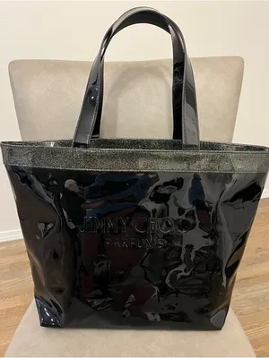 Jimmy Choo Parfums Black Patent Tote Bag Large Glossy Shopper Bag thumbnail 1