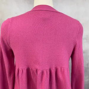 Aerie Cardigan Sweater Womens Large Pink Peplum Open‎ Front Girly Coquette Girly thumbnail 6