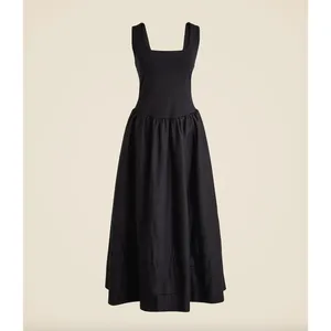 J.Crew Drop Waist Mixy Dress Midi Cotton A Line Minimalist Black Small NWT thumbnail 4