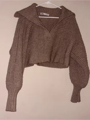 Zara cropped Cozy Ribbed Mock-Neck Sweater thumbnail 1