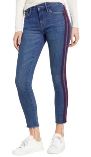 Mother The Looker Ankle Fray Women's blue Skinny Jeans side stripes Size 26 thumbnail 1
