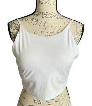White Fitness Tank With Built In Bra Size XX-Large thumbnail 1
