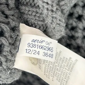 Aerie Women Dark Gray‎ Open Knit Quarter Zip Cropped Cotton Sweater Size M thumbnail 6