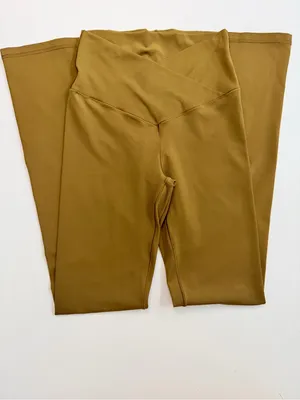 Aerie Offline Pants Leggings Flare Crossover Real Me High Rise Short Yellow thumbnail 2