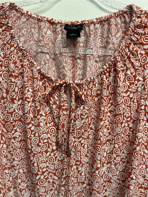 Sleeveless Printed Tie-Neck Blouse - Coral White thumbnail 2