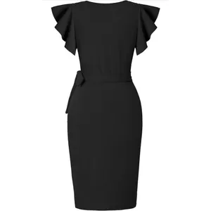 NEW Deep V Neck Sleeve Sheath Formal Slit Pencil Dress XL thumbnail 4