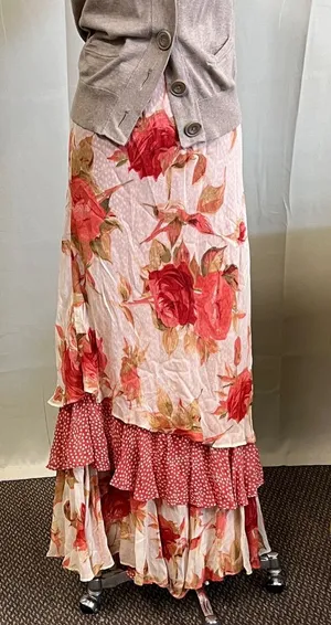 Twyla Blu Floral Maxi Skirt with Red Roses thumbnail 1