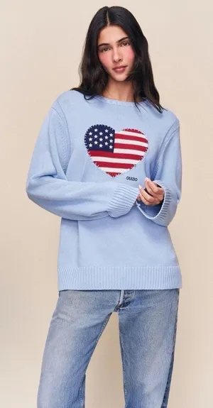 Guizio Americana Love Sweater Blue Oversized Sz Small NWT $188 thumbnail 1