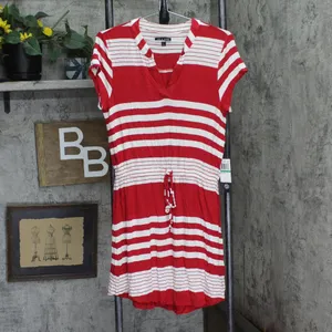NWT As U Wish Juniors Striped Drawstring T-Shirt Dress Red Stripe L thumbnail 3