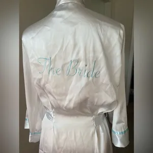 Linea Donatella Intimo Donatella Bridal Wedding Robe Embroidered “The Bride” Size L thumbnail 4