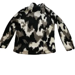 Eddie Bauer Womens Sherpa Fleece Quarter Zip Pullover Camo Black Grey Small thumbnail 6
